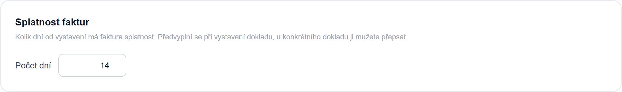 Nastavení splatnosti faktur