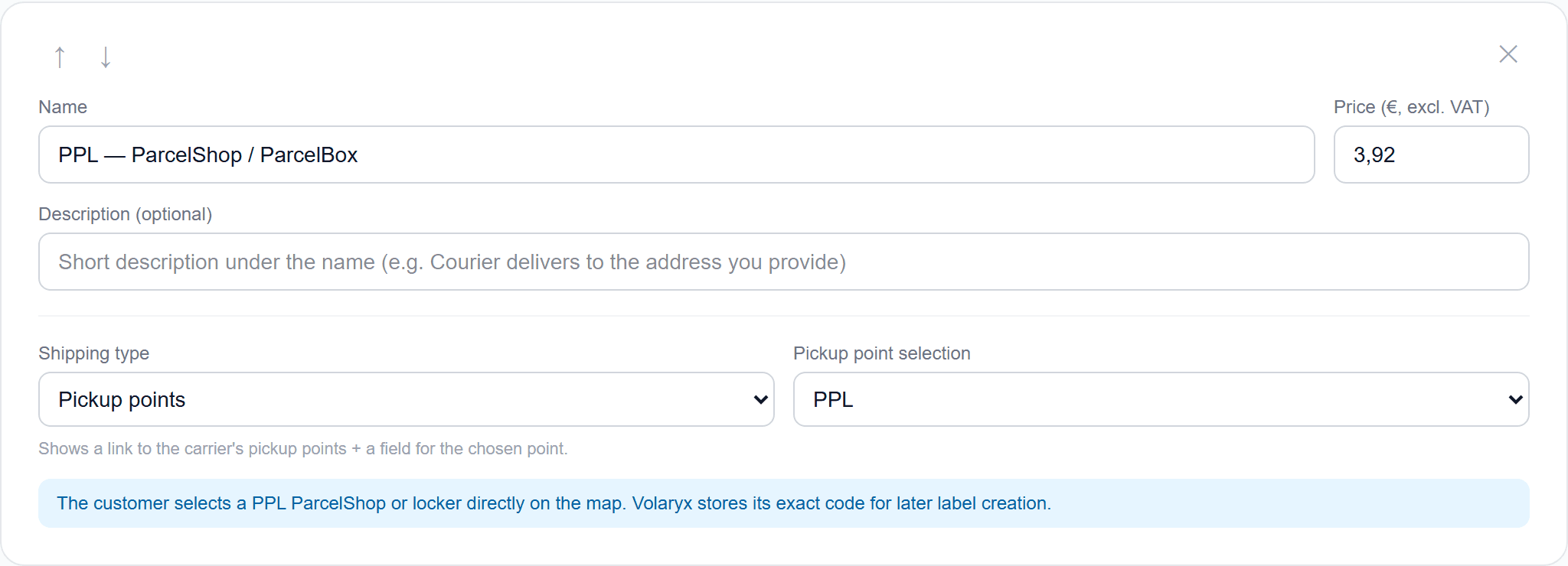 Shipping method — parcel box on a map