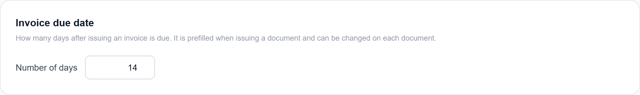 Invoice due date settings