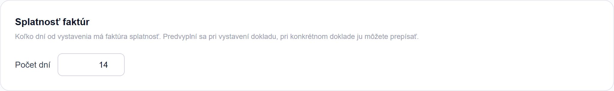 Nastavenie splatnosti faktúr